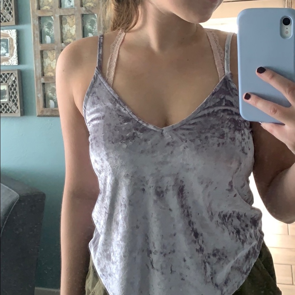 Light purple velvet tank top/ crop top